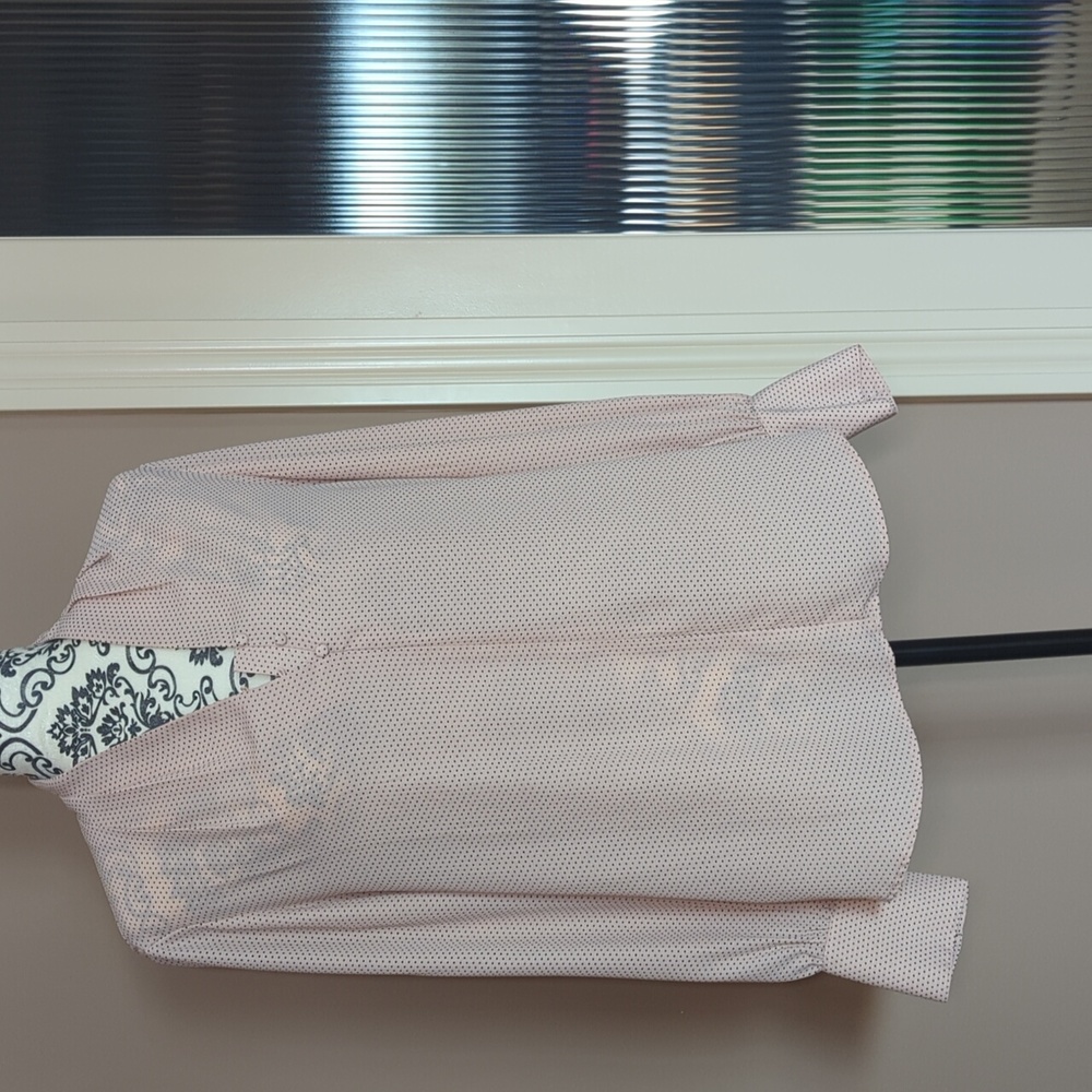 Soft pink long sleeve polka dot blouse Size M